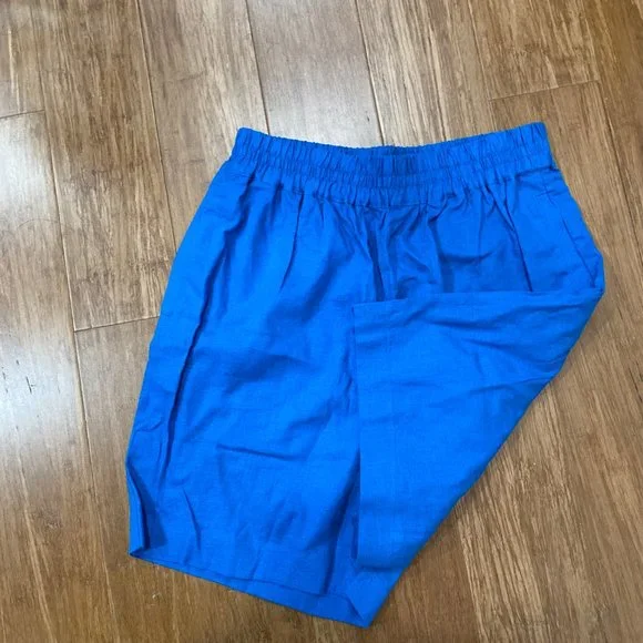 Universal Standard Linen Blend Juniper shorts in Mykonos blue, NWT, Size 6-8 - Picture 2 of 9